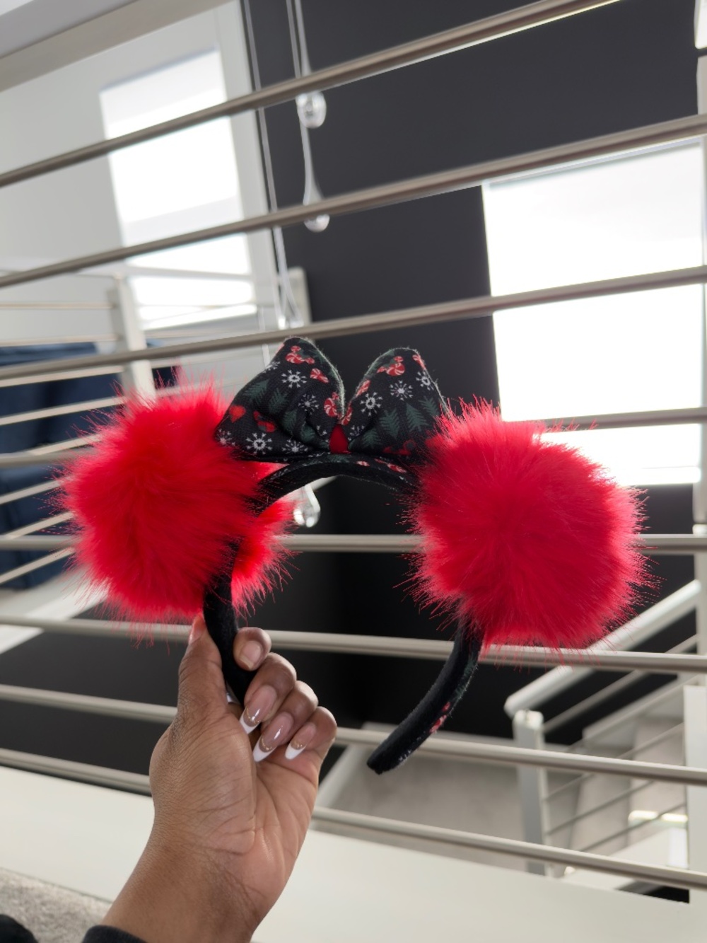 Disney Christmas Fuzzy Minnie Ear Headband
